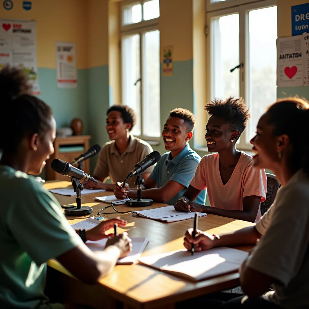 A group of 5 Haitian in a radio studio debating Haiti Challenges - featured image